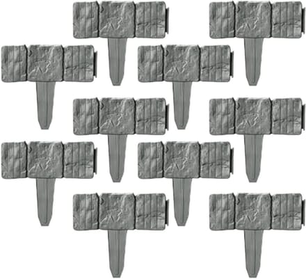 Tuinrand Steenlook - Landschapsborder Imitatie - Tuin Afscheiden - Flexibel Modulair - 25x23cm - Grijs
