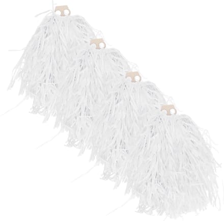 Cheerballs/pompoms - 4x - wit - met franjes en ring handgreep - 28 cm