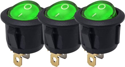 ProRide Wipschakelaar ON-OFF KCD2-220 - Rond - 3 pins - 250V/6A - Groen - 3 stuks