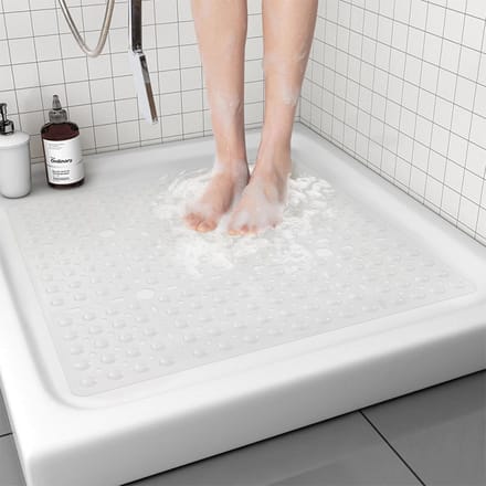 Antislip Vierkante Douchemat met Zuignappen en Afvoergaten