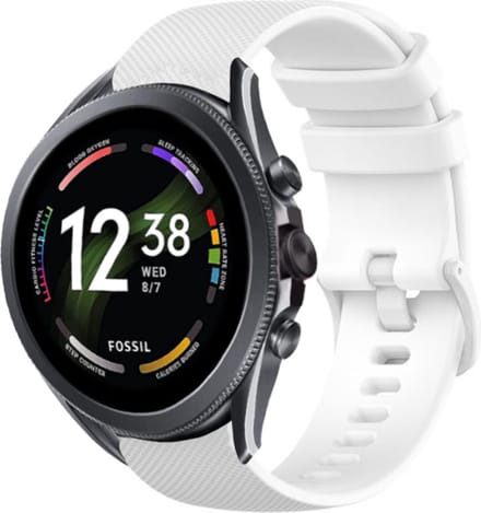 Strap-it Luxe siliconen bandje - geschikt voor Fossil Gen 5 / Gen 5e 44mm / Gen 6 44mm - wit