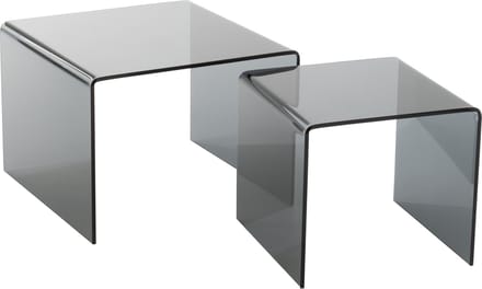 J-Line bijzettafel Gigogne - glas - zwart - set van 2