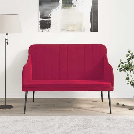 vidaXL Bankje 110x76x80 cm fluweel wijnrood