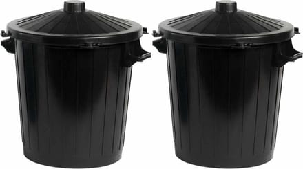 Prullenbak - Kunststof - Zwart - 80 liter - 2 Stuks