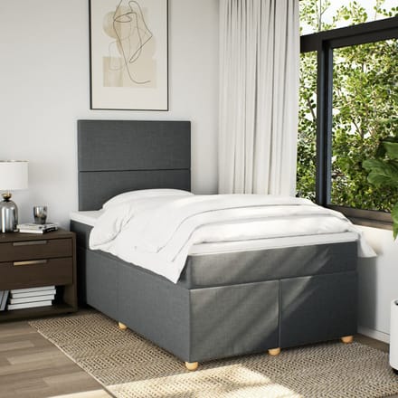 vidaXL - Boxspring - met - matras - stof - donkergrijs - 120x190 - cm