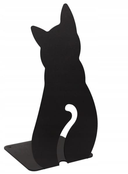 Gamet Serie - Boekensteun - Stalen Kat - Zwart - 18cm
