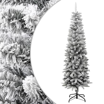 vidaXL - Kunstkerstboom - met - sneeuw - smal - 180 - cm - PVC - en - PE