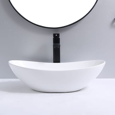 LINEA UNO - Krota 62 - Glans wit - Waskom - - Keramiek - Ovaal - 251059