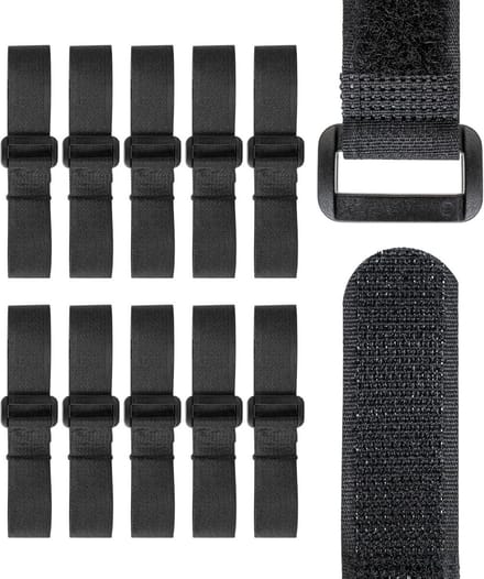 SnelShoppen - Klittenband met gesp 10 stuks 30 cm zwart nylon kabelorganiser hersluitbare kabelbinders fastener klem kabelband voor bureau en multimed