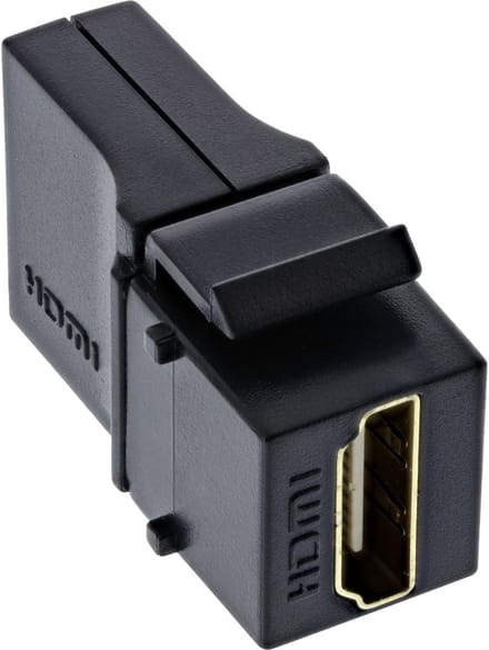 HDMI haaks (90° beneden) Keystone module | HDMI2.0 (4K 60Hz + HDR) | zwart