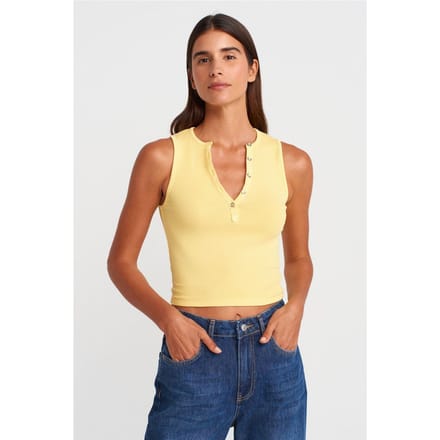 Vrouwen Geribbelde Katoenmix Crop Top