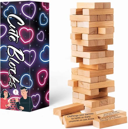 Romantisch Spannend Spel voor Koppels - 54 Uitdagende Stapelblokken voor Date Night