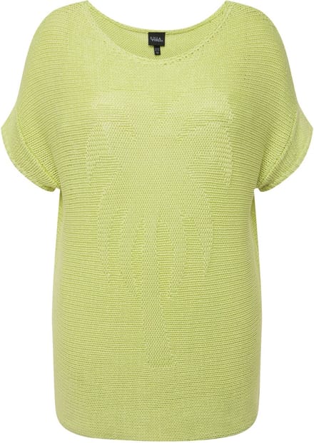 Ulla Popken - Dames - Trui palmen oversized bootnek halve mouwen - Lichtgroen - Maat 46+