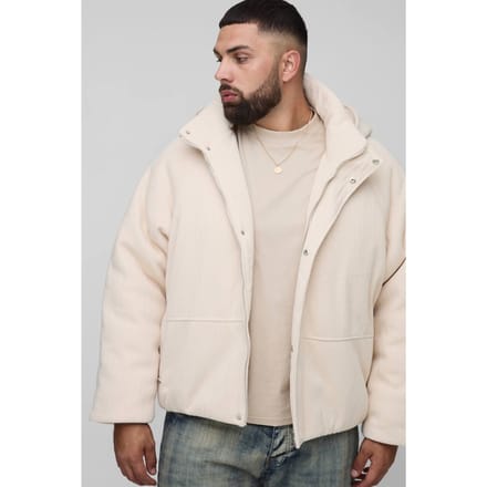 Plus Gebreide Kap Overdimensionale Boxy Puffer Jas | Ecru | Size 2XL