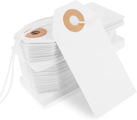 Allecto Plus - 100 Witte Prijskaartjes met String - Etikettering Gift Kleding Inventaris