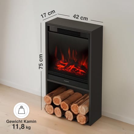 Luxe Elektrische Haard met Verwarming - 42x17x75 cm - Verwarming 75 cm – 3D - Medahomestore