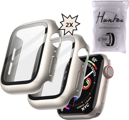 Huntex Screenprotector Geschikt Voor Apple Watch 4 / 5 / 6 en SE 40mm - 2 Stuks - Silver / Starlight