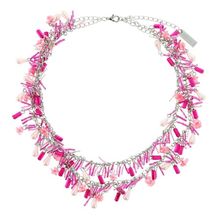 Behave - Ketting - Dames - Roze - Double Layer - Kralen - Statement Ketting - Bohemian - 40 cm