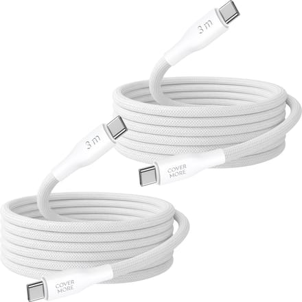 Usb C naar usb C kabel 3 meter - Snellaadkabel - Snel oplader - Geschikt voor opladen android smartphone met usb C ingang - 2 stuks - Wit
