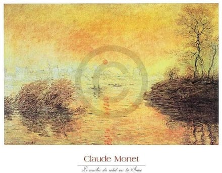 Kunstdruk Claude Monet - Le coucher du soleil la Seine 70x50cm