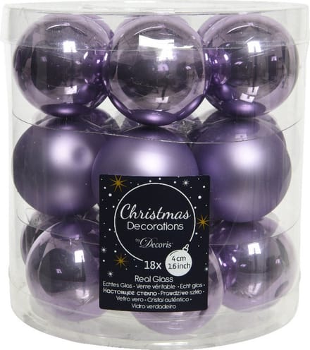 Decoris Kleine kerstballen - 18x st - lila paars - D4 cm - glas - kerstversiering