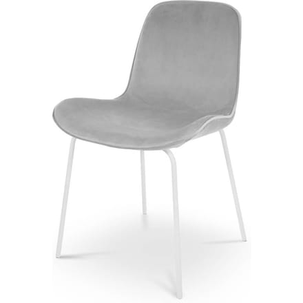 Nolon Nora-Fé Eetkamerstoel Grijs - Velvet - Fluweel - Wit Metalen Onderstel