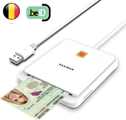 Kaaiman® eID Kaartlezer – eID Kaartlezer België – Wit – Lecteur de carte eID – eID Kaartlezer – EID Kaartlezer identiteitskaart – Identiteitskaartlezer – ID Reader – Windows/Mac - Plug&Play - Universeel