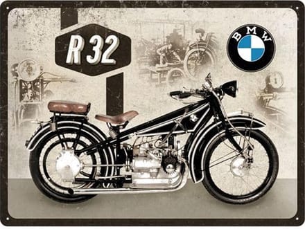 BMW R32  Metalen wandbord in reliëf 30x40 cm