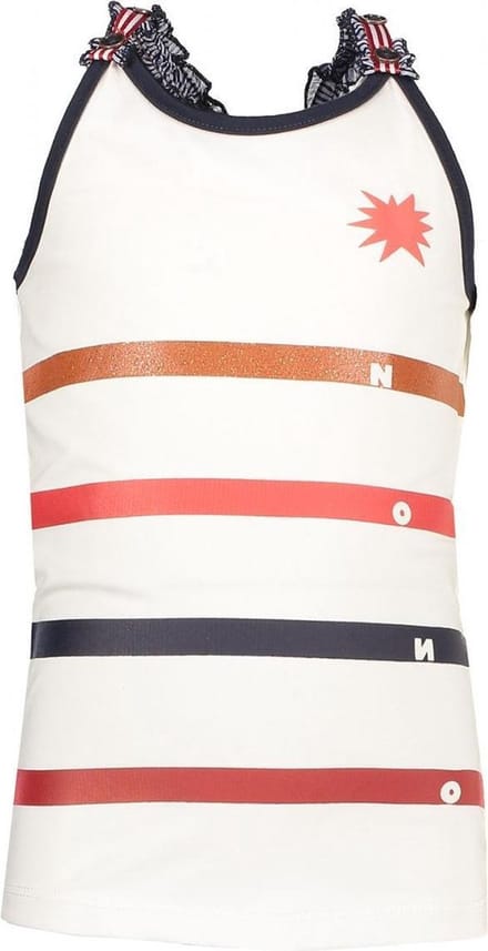 NONO Meisjes Kiddy singlet With Ruffled Straps - Wit - Maat 104