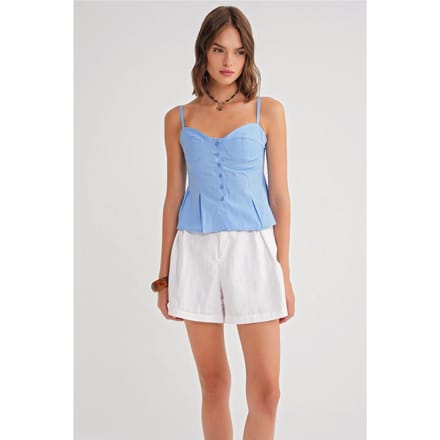 Hartje Nek Knoop-Voorkant Peplum Camitop