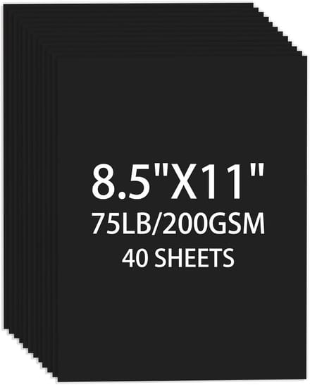 Zwaar Zwart Karton 8,5 x 11 Inch (A4-formaat) - 40 Vellen 200 g/m