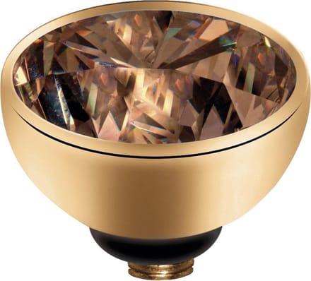 MelanO Twisted Zirkonia Zetting - Goud/Smoked Topaz - 6mm