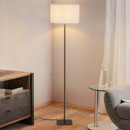 Searchlight Vloerlamp Chelsea, bruin/wit, hoogte 150 cm, metaal/stof