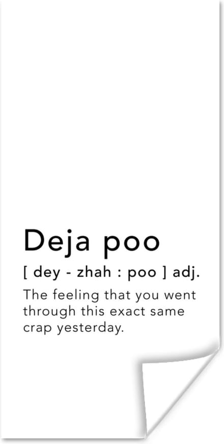 Poster Spreuken - Quotes - The feeling that you went through this exact same crap yesterday - Deja poo - 80x160 cm