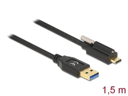 Delock SuperSpeed USB (USB 3.2 Gen 2) Cable Type-A male to USB Type-C™ male with screw on top 1.5 m