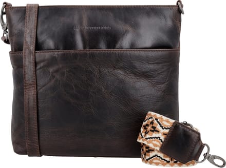 Hide & Stitches Next Navajo Schoudertas Dames - Handtas voor Dames - Tas van 100% Leder - Donkerbruin