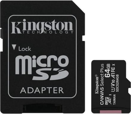 Kingston Technology Canvas Select Plus flashgeheugen 64 GB MicroSDXC Klasse 10 UHS-I - Inclusief Adapter