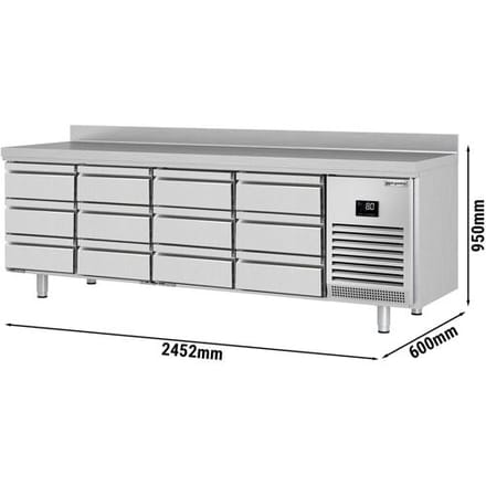 GGM Gastro Kühltisch Premium PLUS - 2452x600mm - mit 12 Schubladen 1/3 - mit Aufkantung