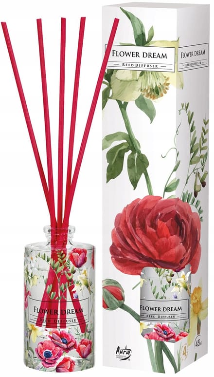 Floral Dream geurverspreider met rode stokjes - 45 ml