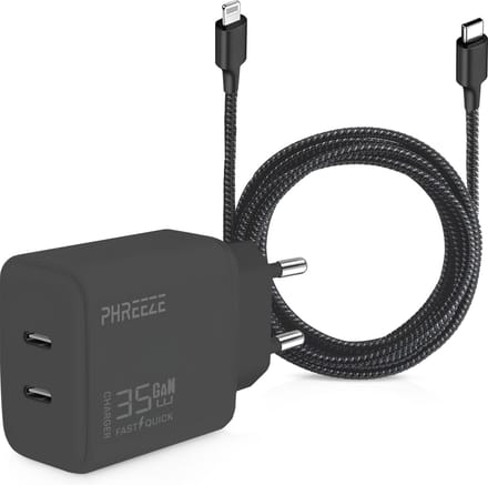 Usb C snellader 2 poorten + Oplader kabel geschikt voor iPhone 14/13/12/11/X/8/7/SE - Lightning naar usb-C kabel - 3 meter