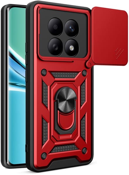 MobyDefend Hoesje - Geschikt voor Xiaomi Redmi Note 15 4G - Pantsercase Met Draaibare Ring - Rood