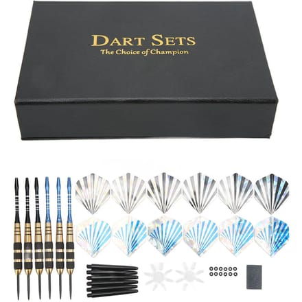 6 Stuks Darts Professionele Exquise Roestvrijstalen Punt Darts Set met Opbergdoos voor Beginners black