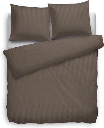 Satin Stripe Dekbedovertrek - Eenpersoons - 155x220 + 80x80 cm - Dark Earth