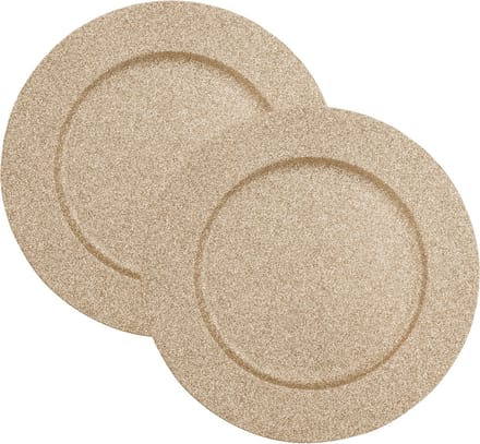 Feeric Diner/kerstdiner onderborden - 2x st - goud - glitter - kunststof - D33 x H1,6 cm