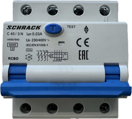 Schrack AMPARO - Aardlekautomaat (RCBO) - 3P+N - C40 - 30mA - Type A - 6kA