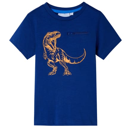 vidaXL - Kindershirt - met - korte - mouwen - 128 - donkerblauw