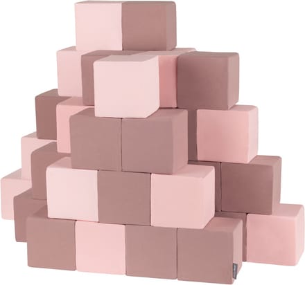 KiddyMoon Soft blokken 14cm blokjes: heather roze 48 Foam blokken speelgoed