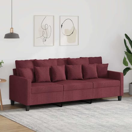 vidaXL - Driezitsbank - 180 - cm - stof - wijnrood