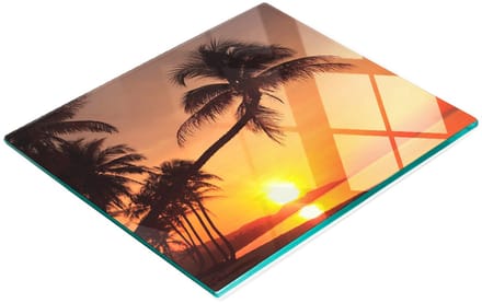 Keukenplank van gehard glas met decoratieve afbeelding van strand en zon, 60x52 cm