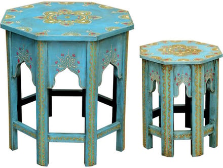 Oosterse bijzettafels Saada blauw set van 2